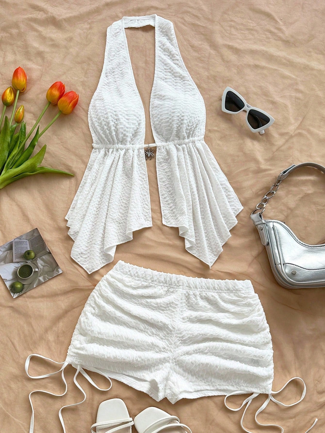 Ruched Top & Shorts Two Piece Set