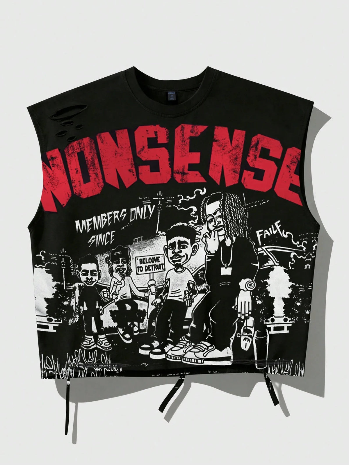 Cropped Nonsense Tee - Black/Red