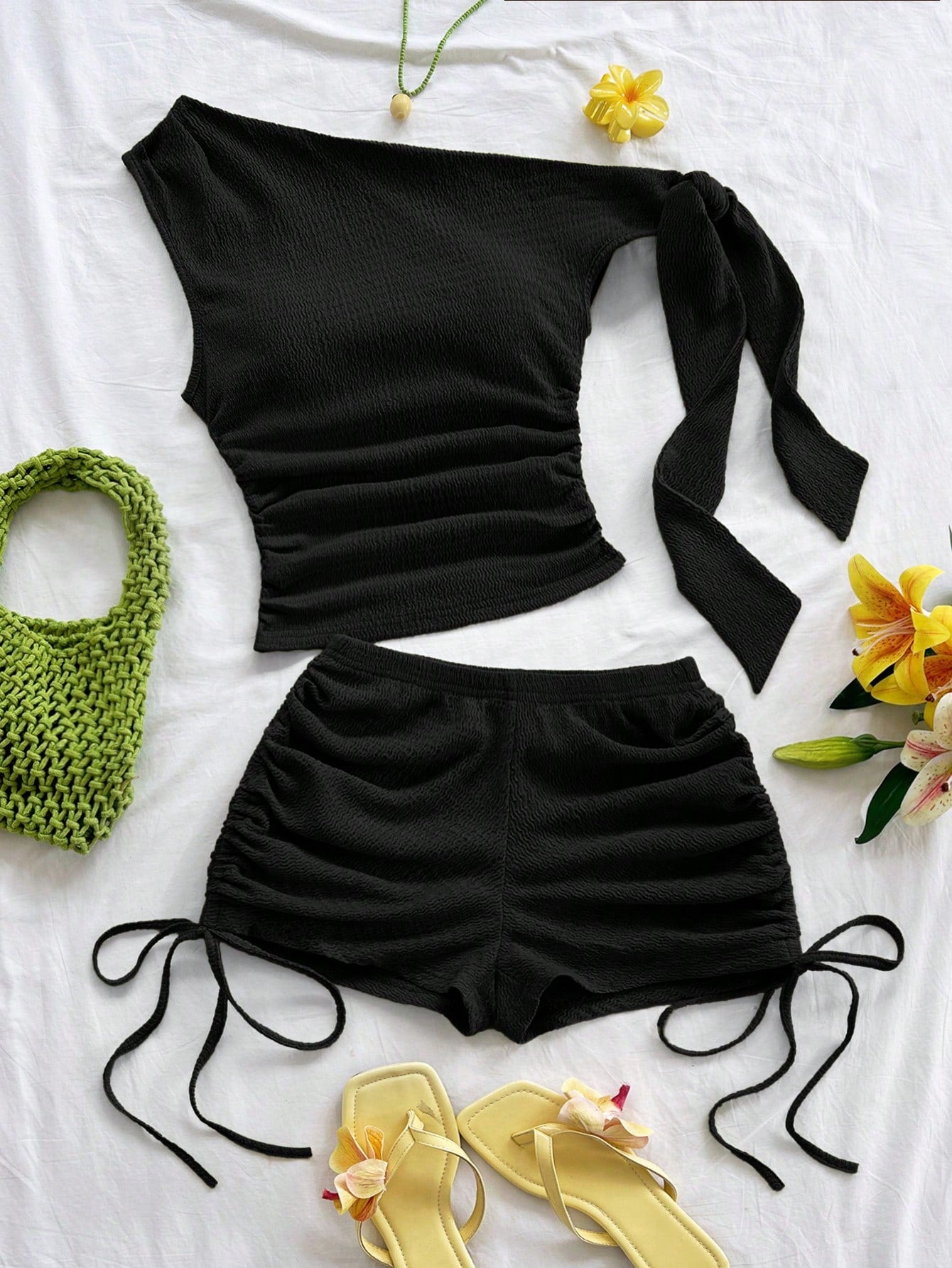 Black Ruched Two Piece