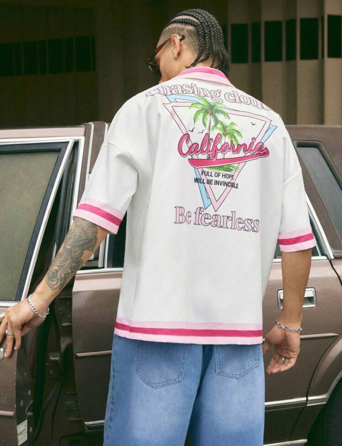 Be Fearless Pink Button Up Shirt