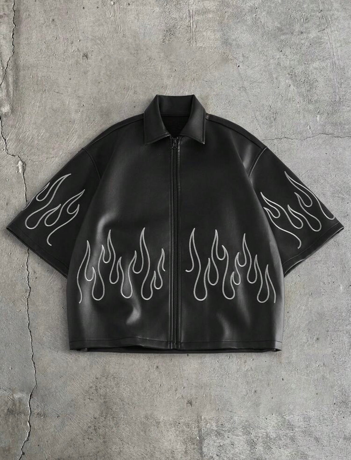 Leather Flame Black Jacket