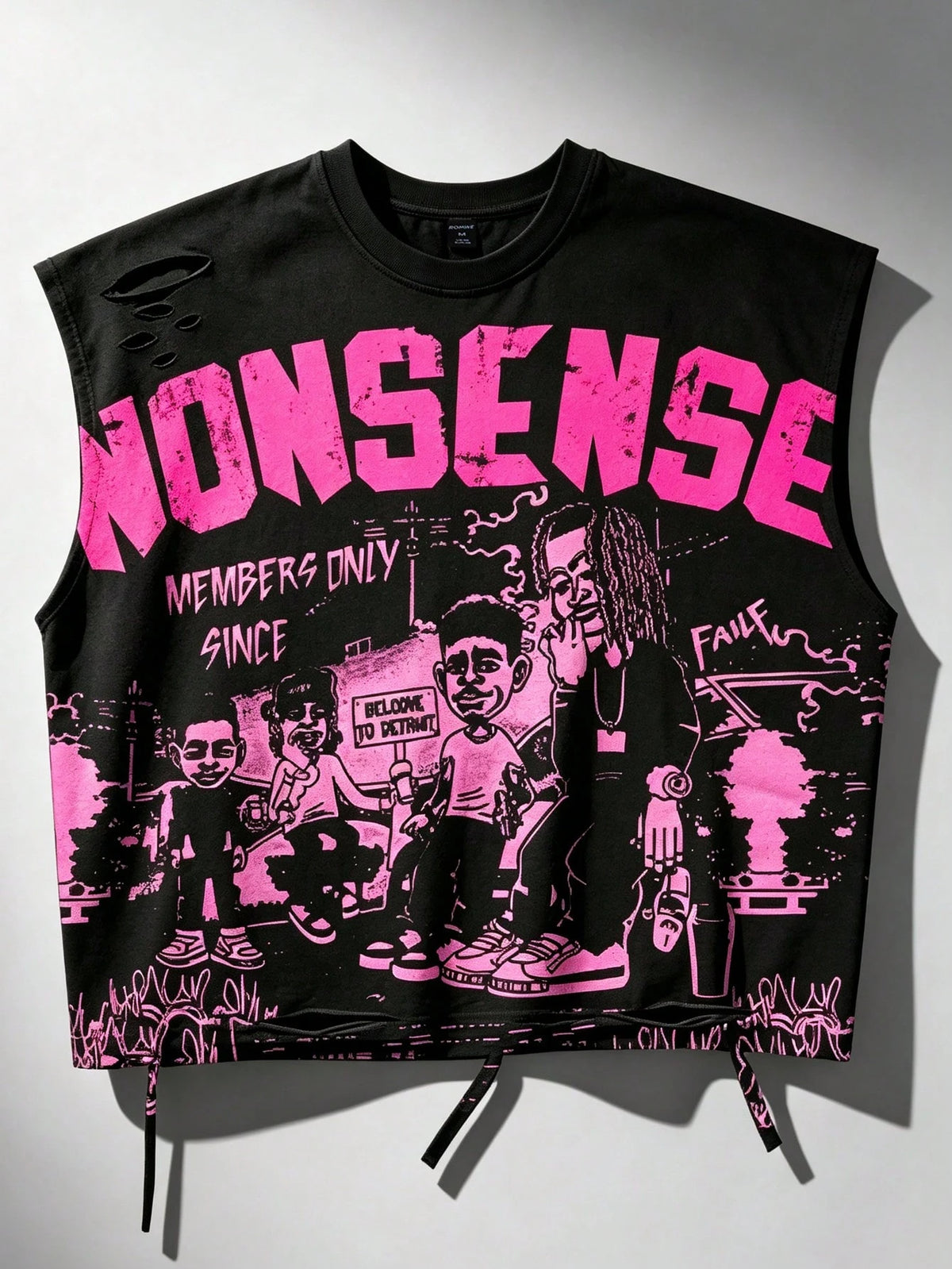 Cropped Nonsense Tee - Black/Pink