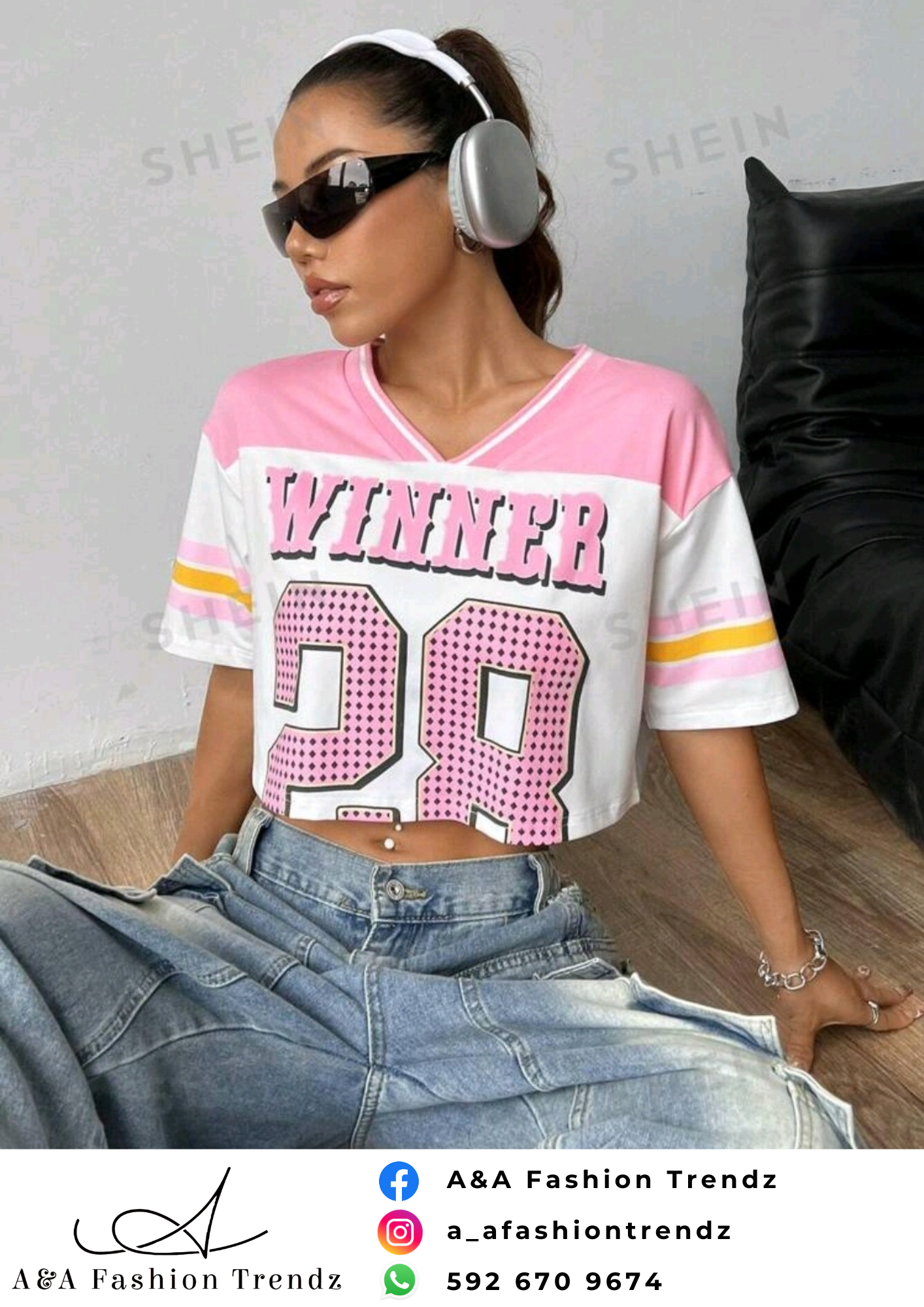 Pink Cropped Number Tee