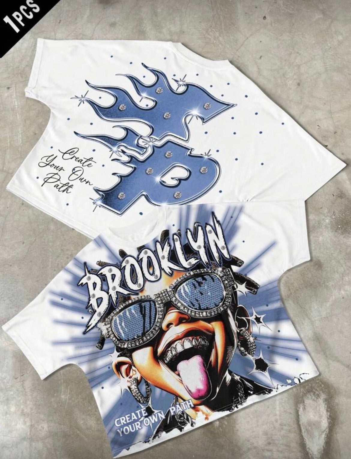 Brooklyn White Cartoon T-Shirt