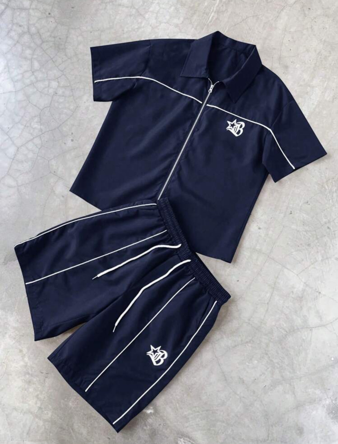 Zipper Navy Blue Two Piece