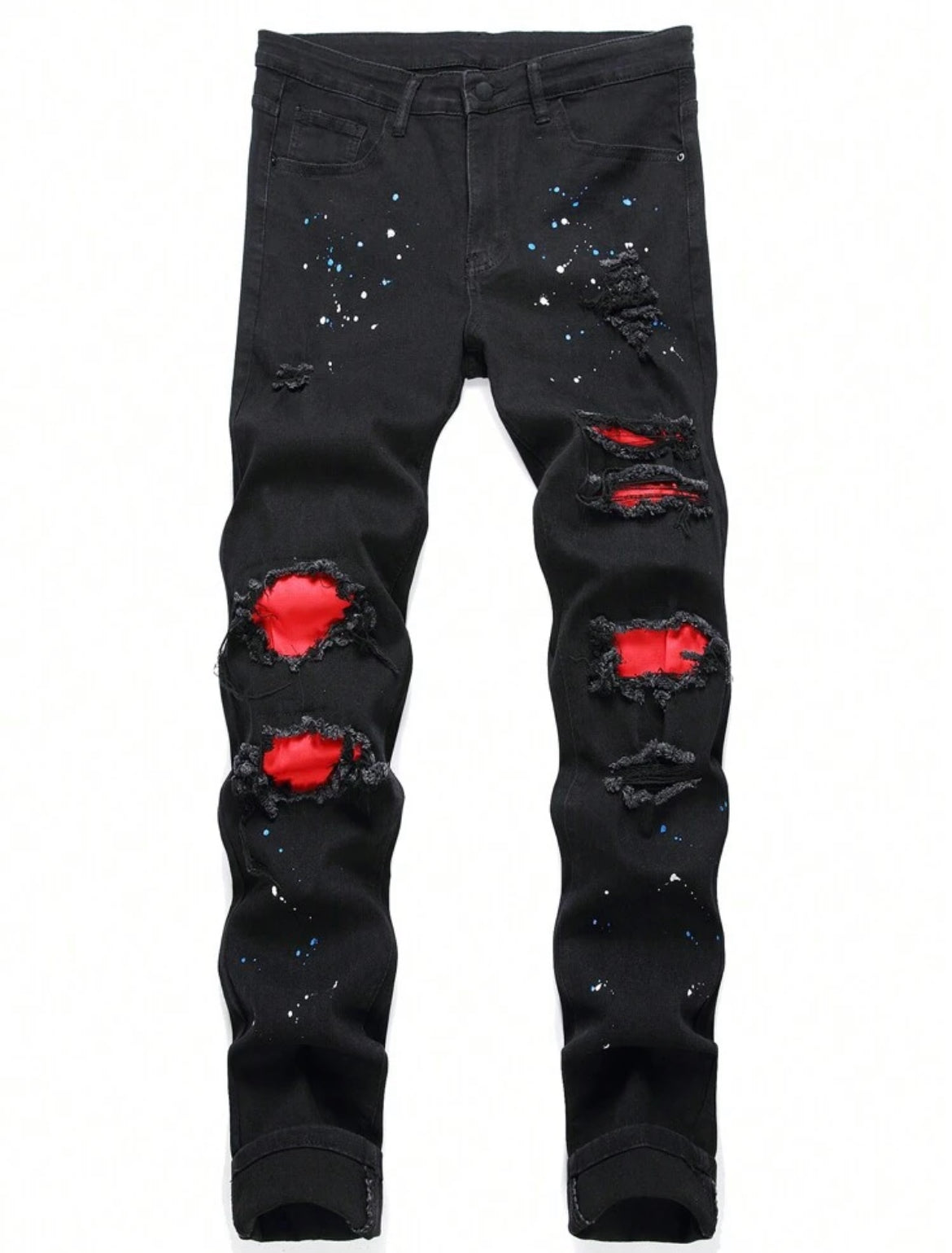 Red Patch Black Skinny Jeans