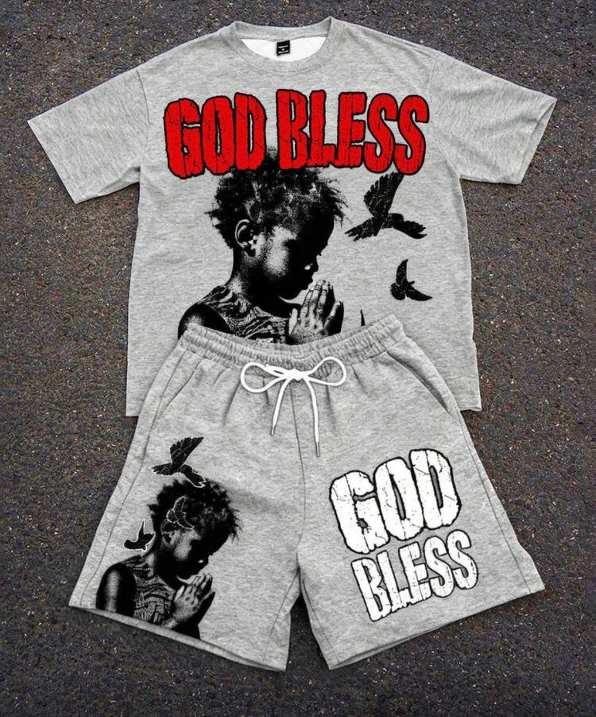 God Bless Grey Two Piece