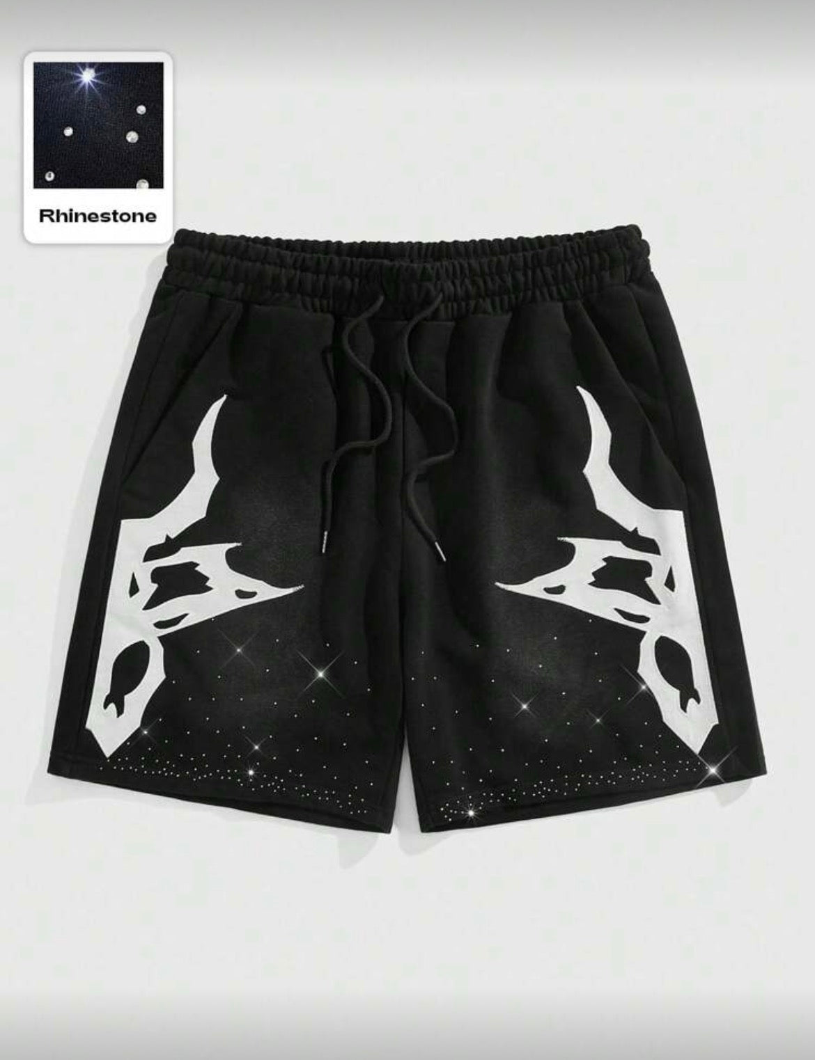 Black Rhinestones Shorts