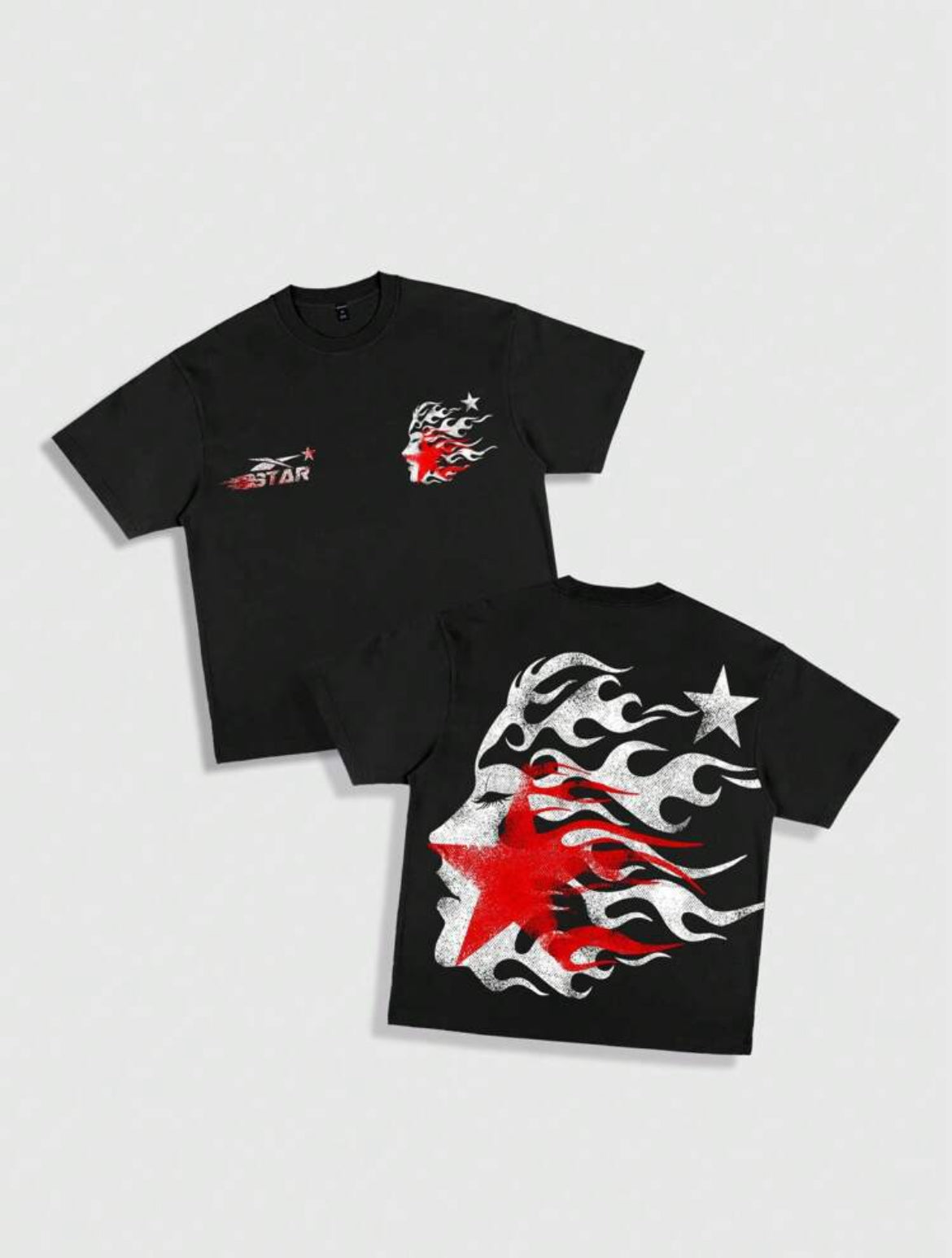 Star Flame Face Black T-Shirt