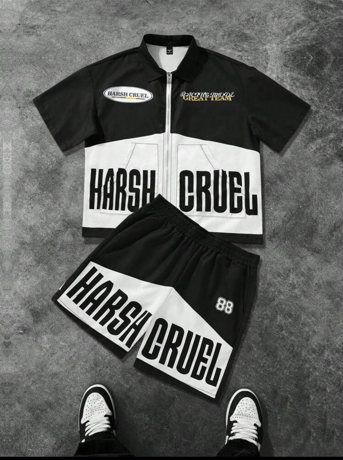 Harsh Cruel Black & White Two Piece