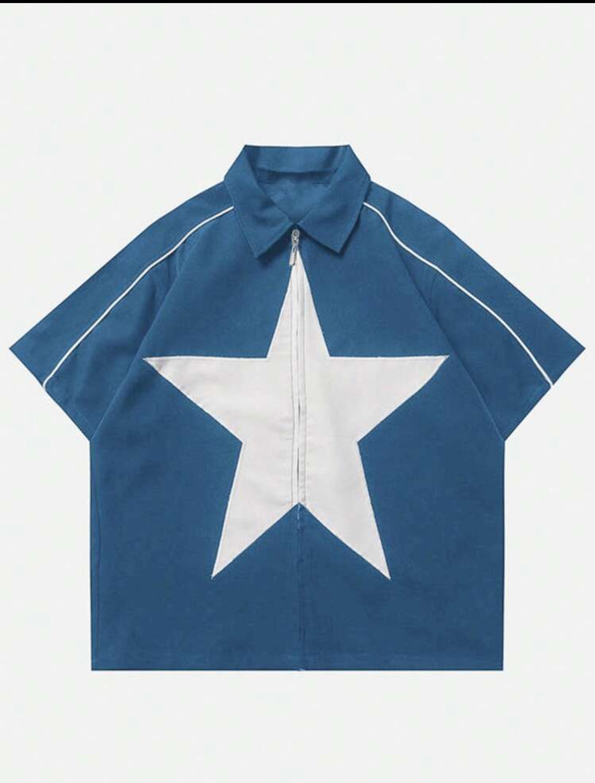 Zipper White Star Blue Shirt
