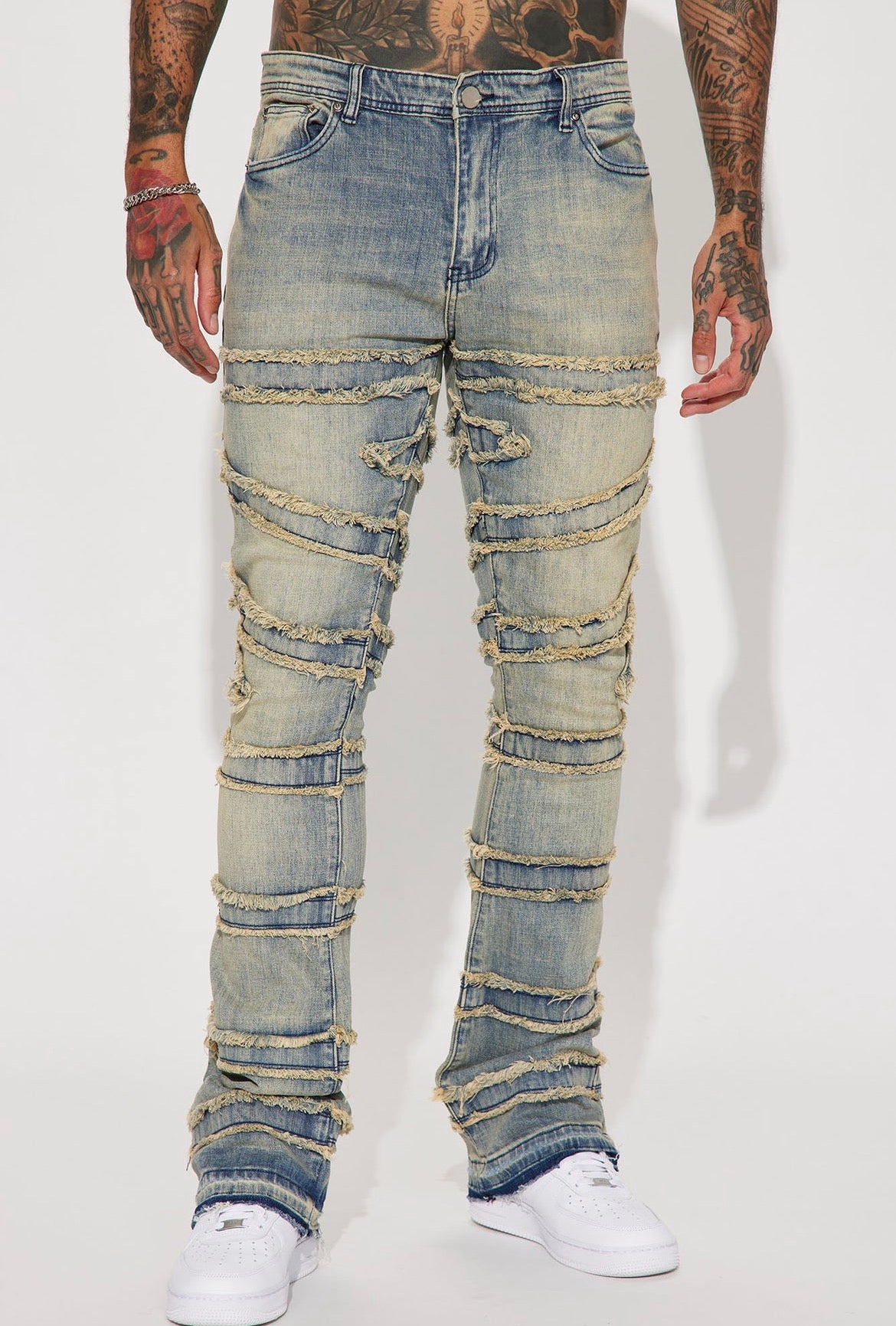 Stacked Skinny Flare Jeans Vintage Blue
