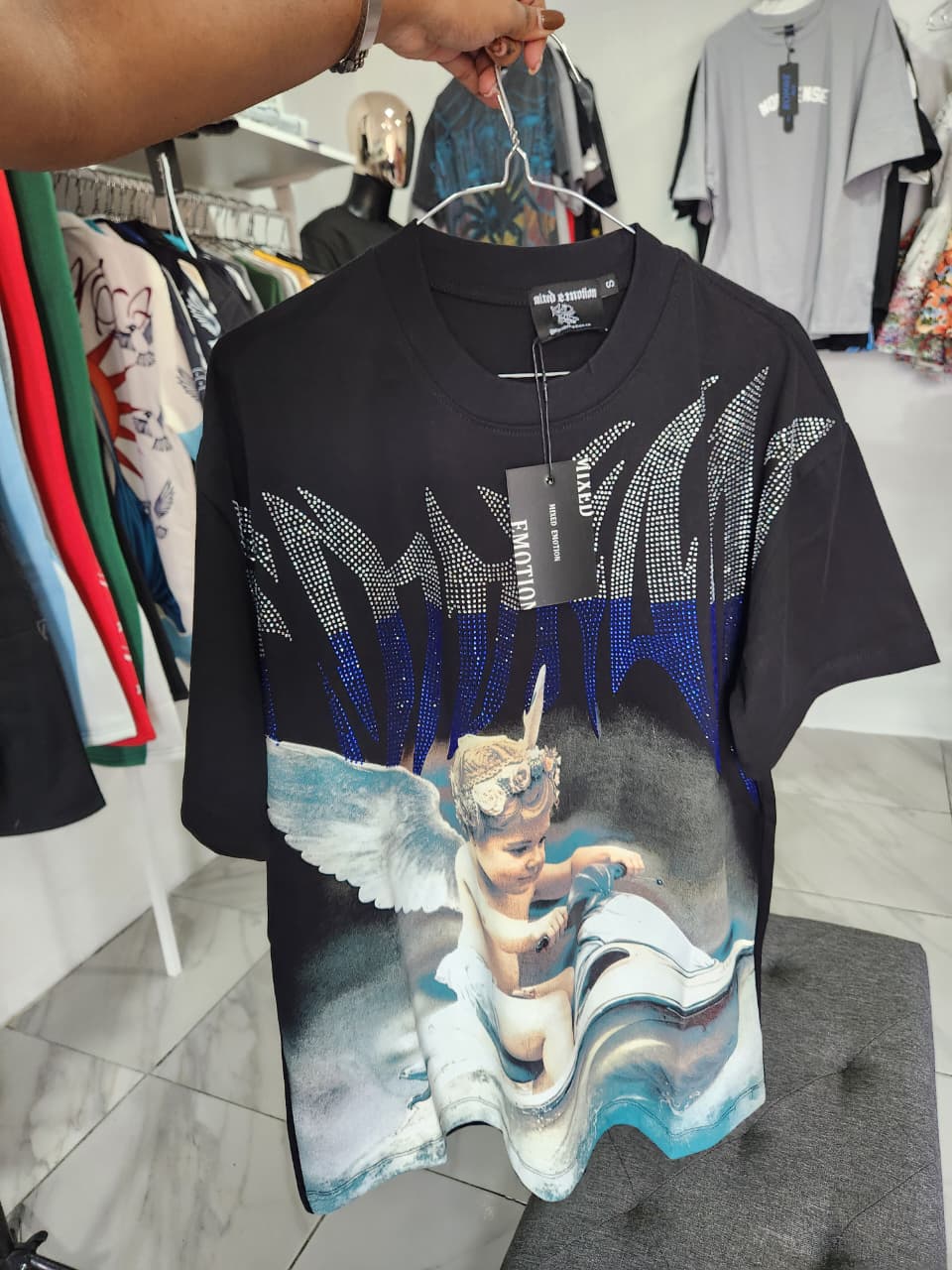 Mixed Emotion Angel Black T-Shirt