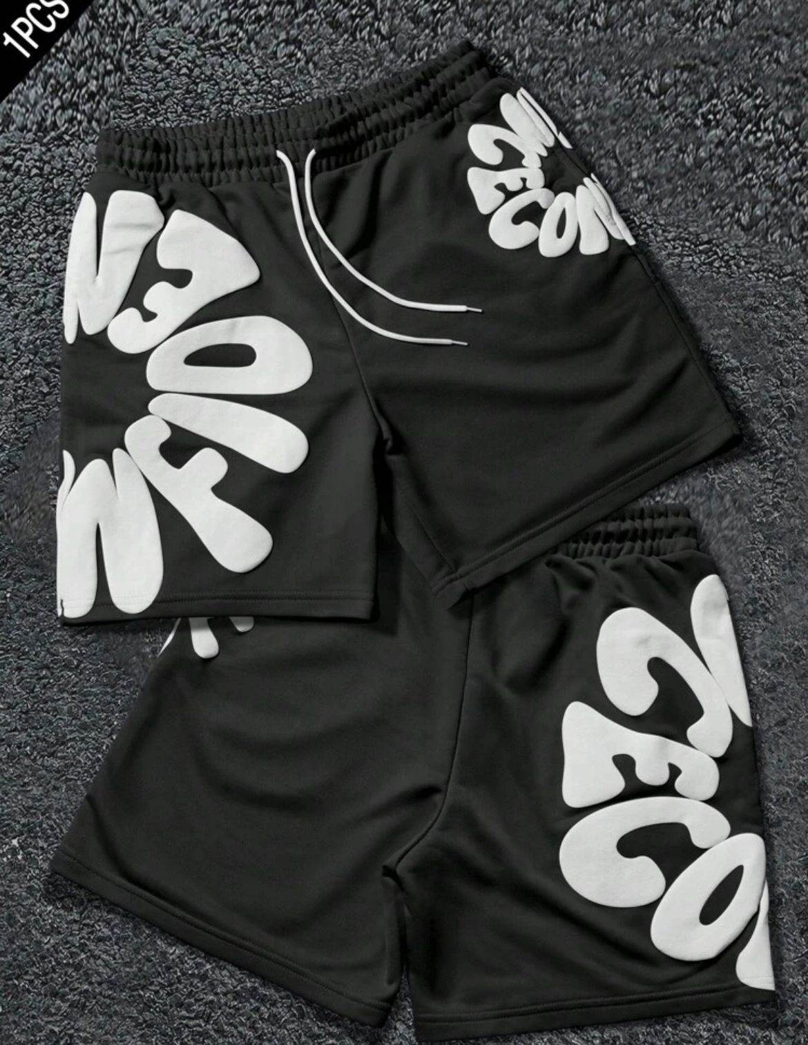 Black Floral Design Short Pants