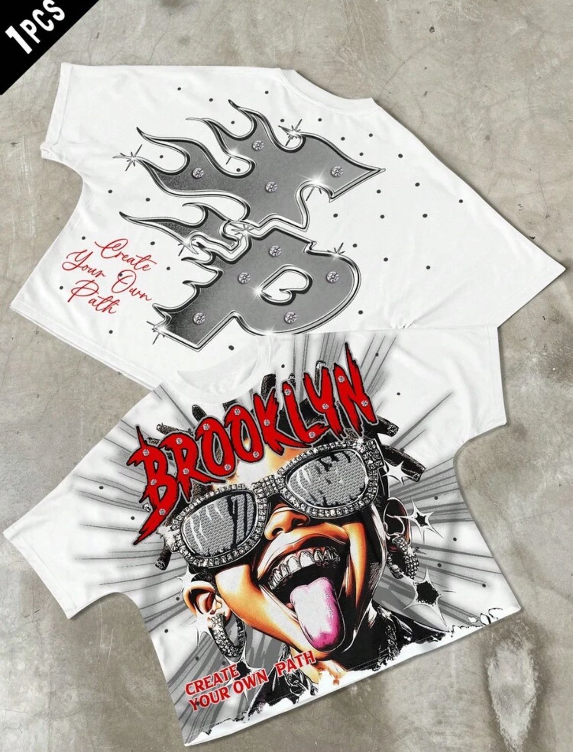 White Brooklyn Cartoon Tee