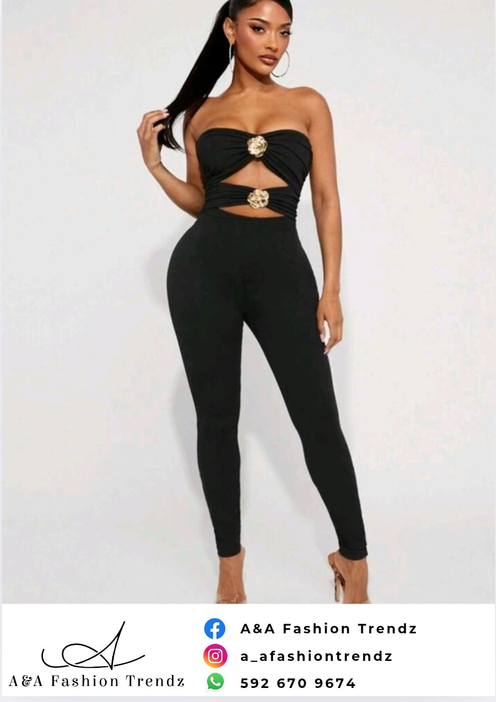 Long Black/Gold Jumpsuit