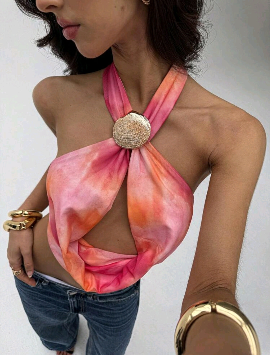Rose Pink Cowl Top
