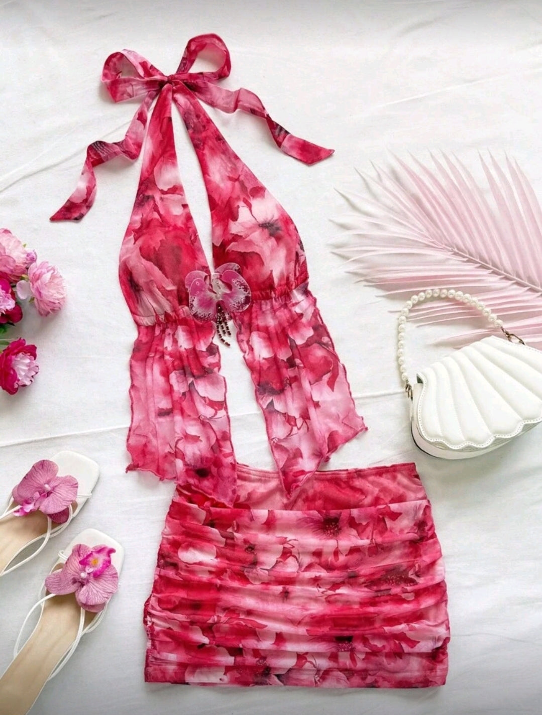 Pink Floral Two Piece