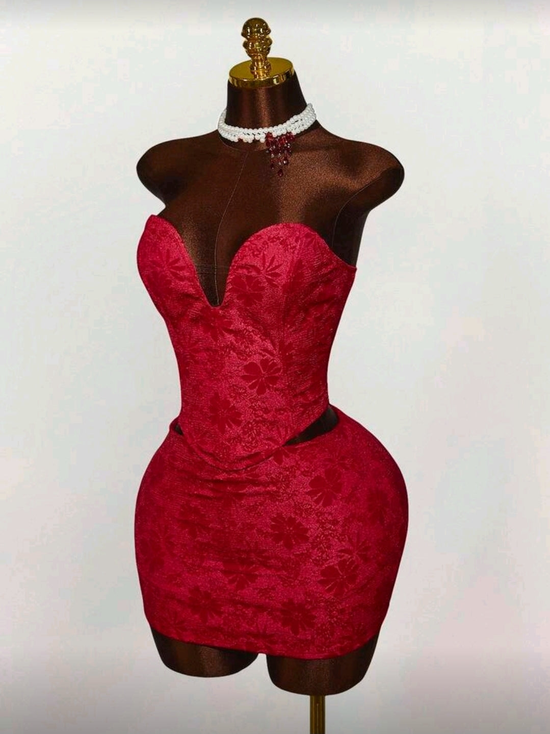 Red Textured Two Piece