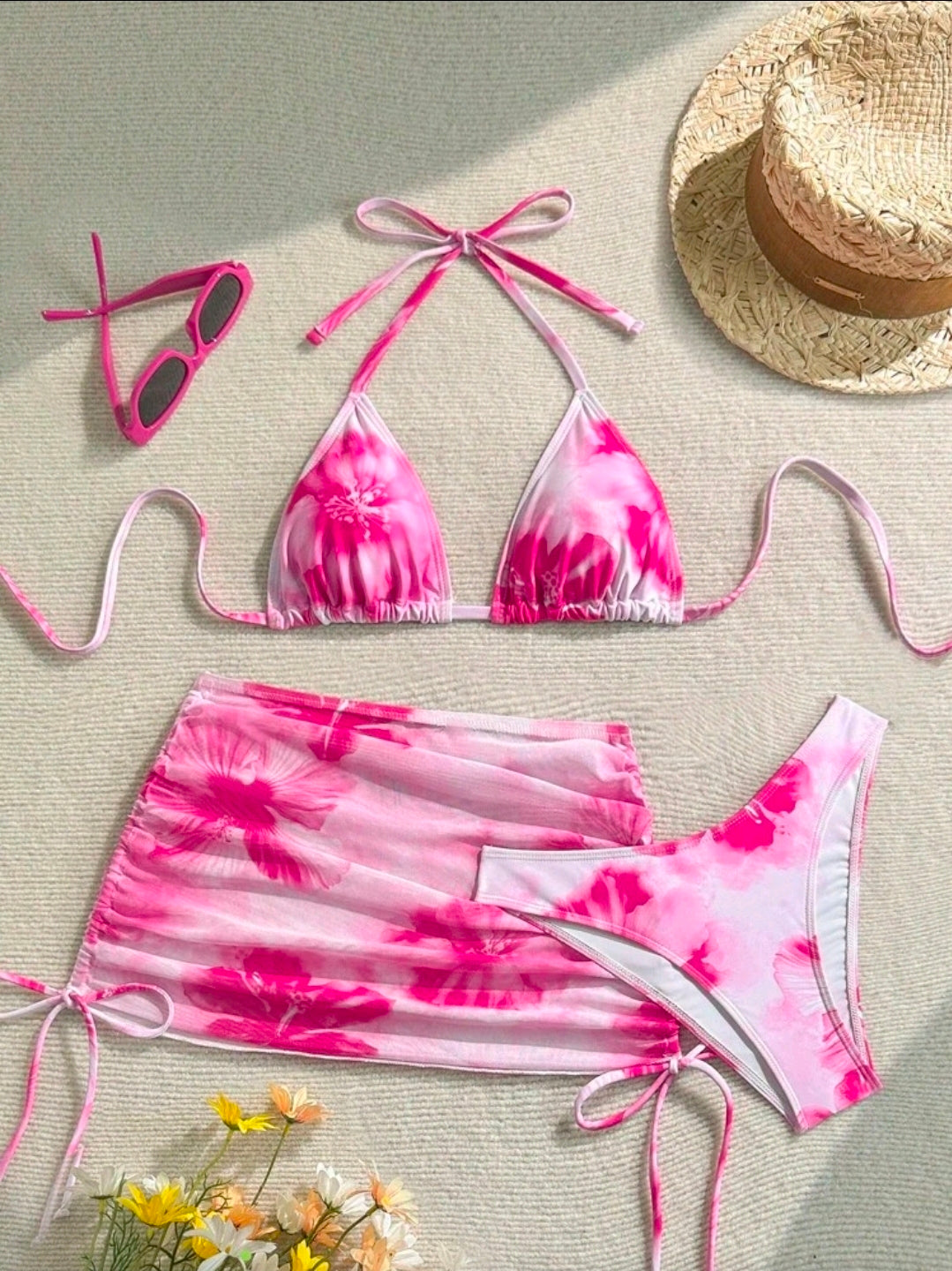 Pink Floral Swimwear