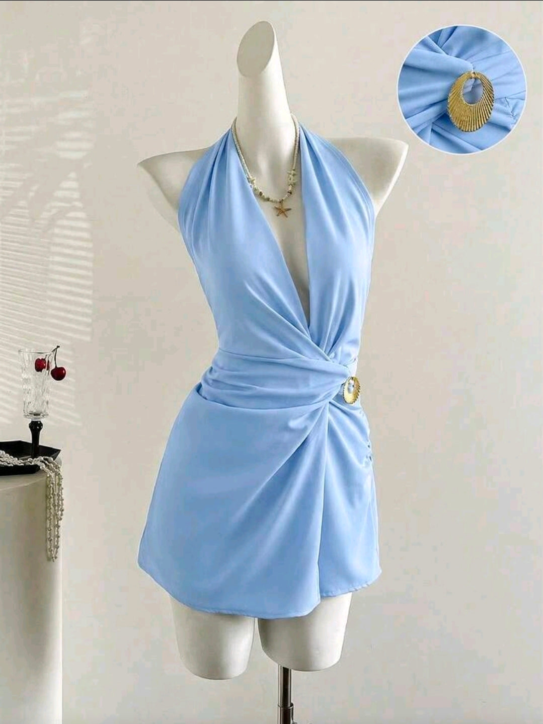 Blue Satin Romper