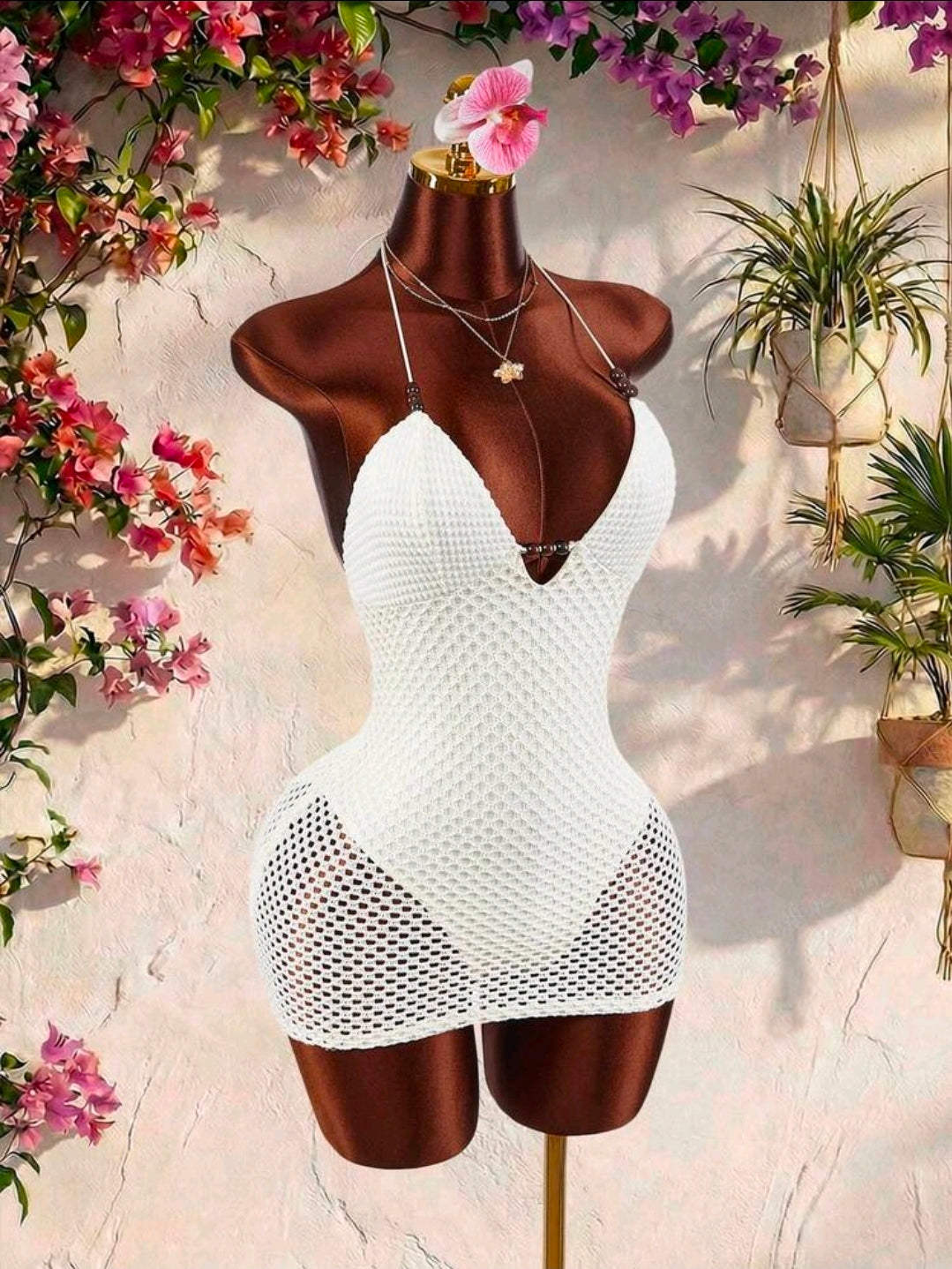 White Fishnet Dress