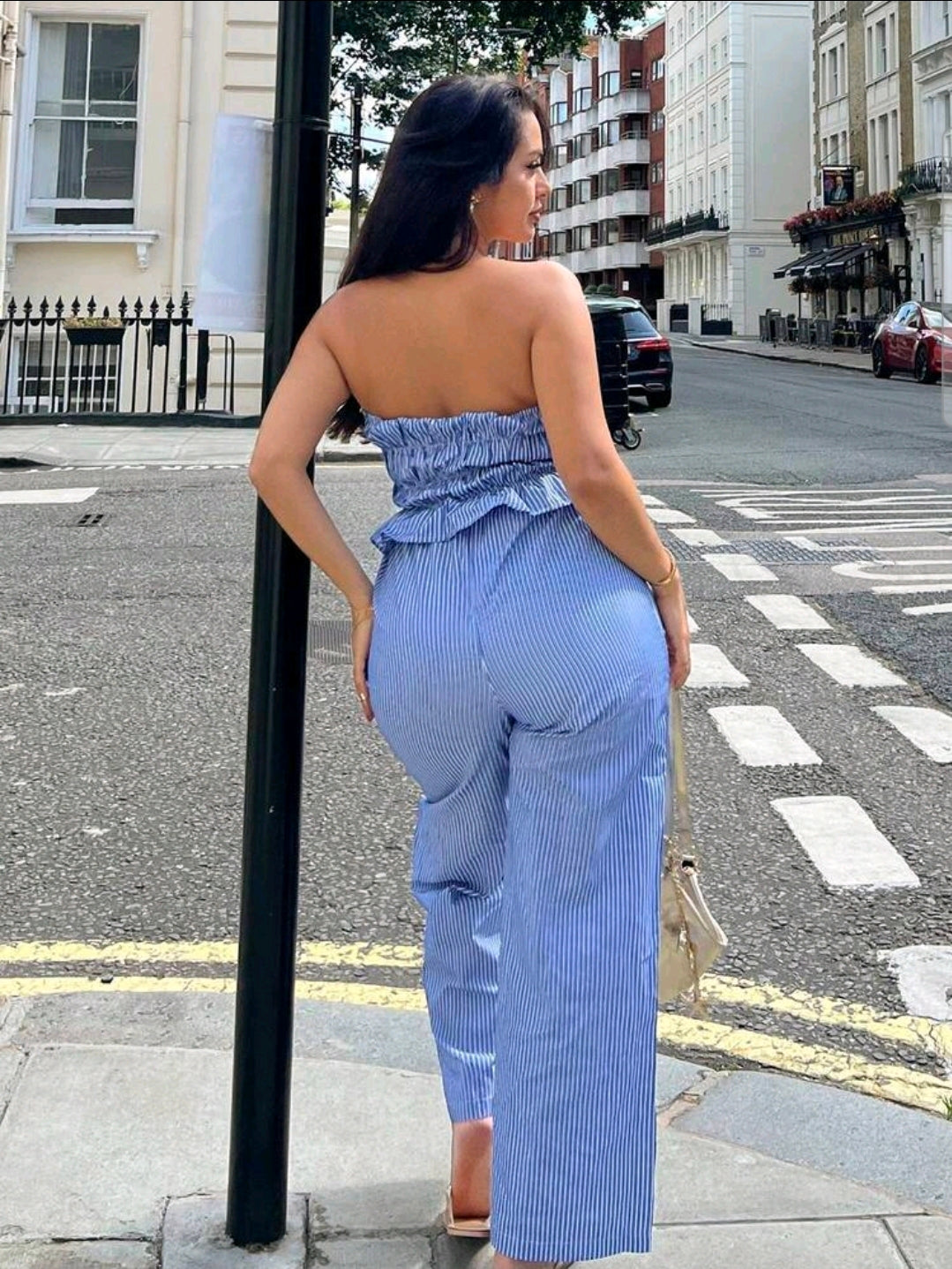 Stripe Tube Top & Pants Two Piece Set