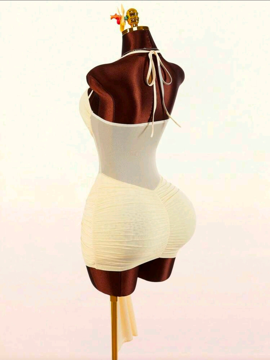 Halter Mini Dress - Light Yellow