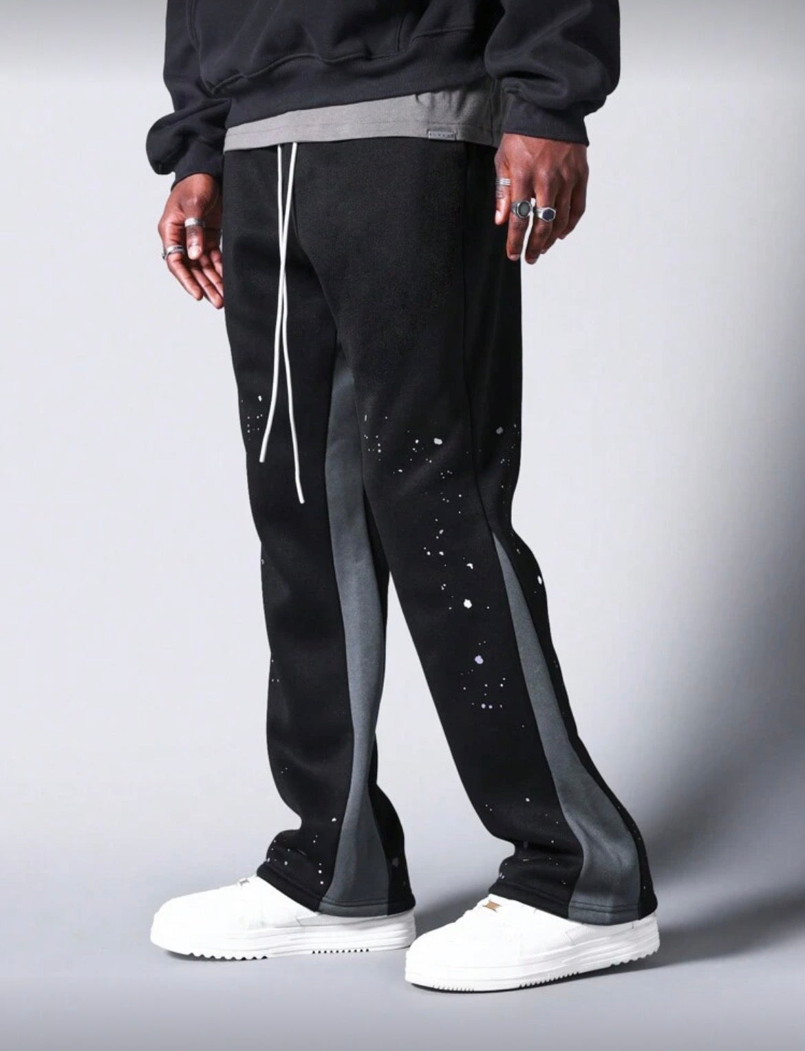 Sumwon Flared Black Painted Sweatpants
