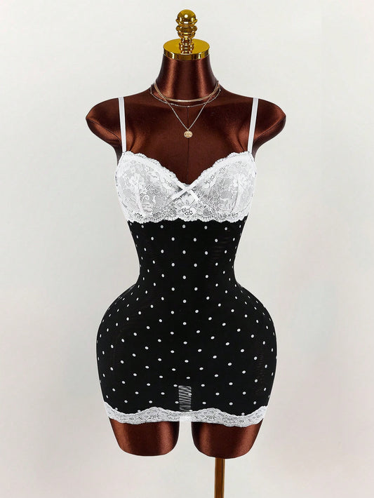 Cami Dress - Black/Polka Dot