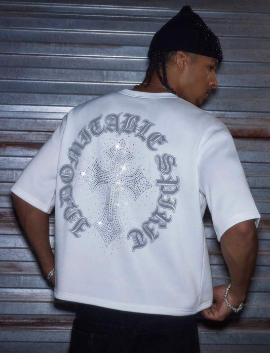 Men White Cross T-Shirt