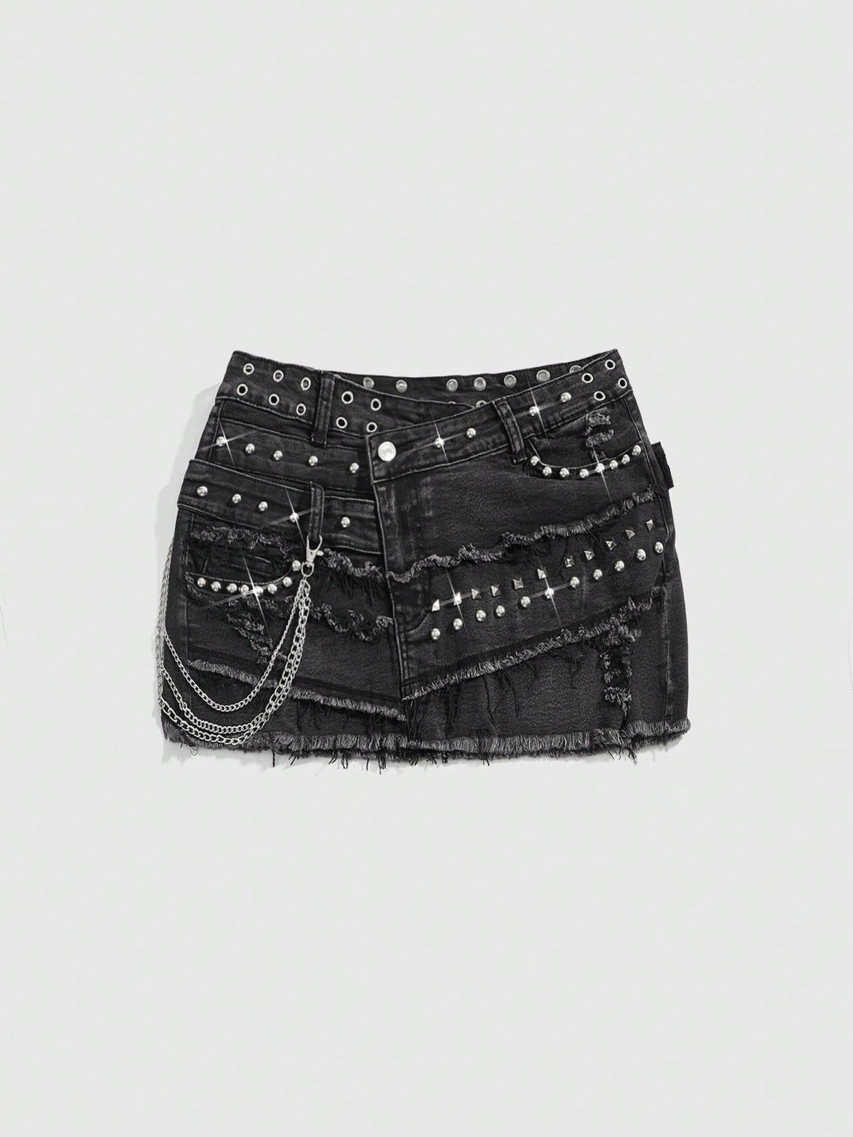 Denim Mini Skirt - Black