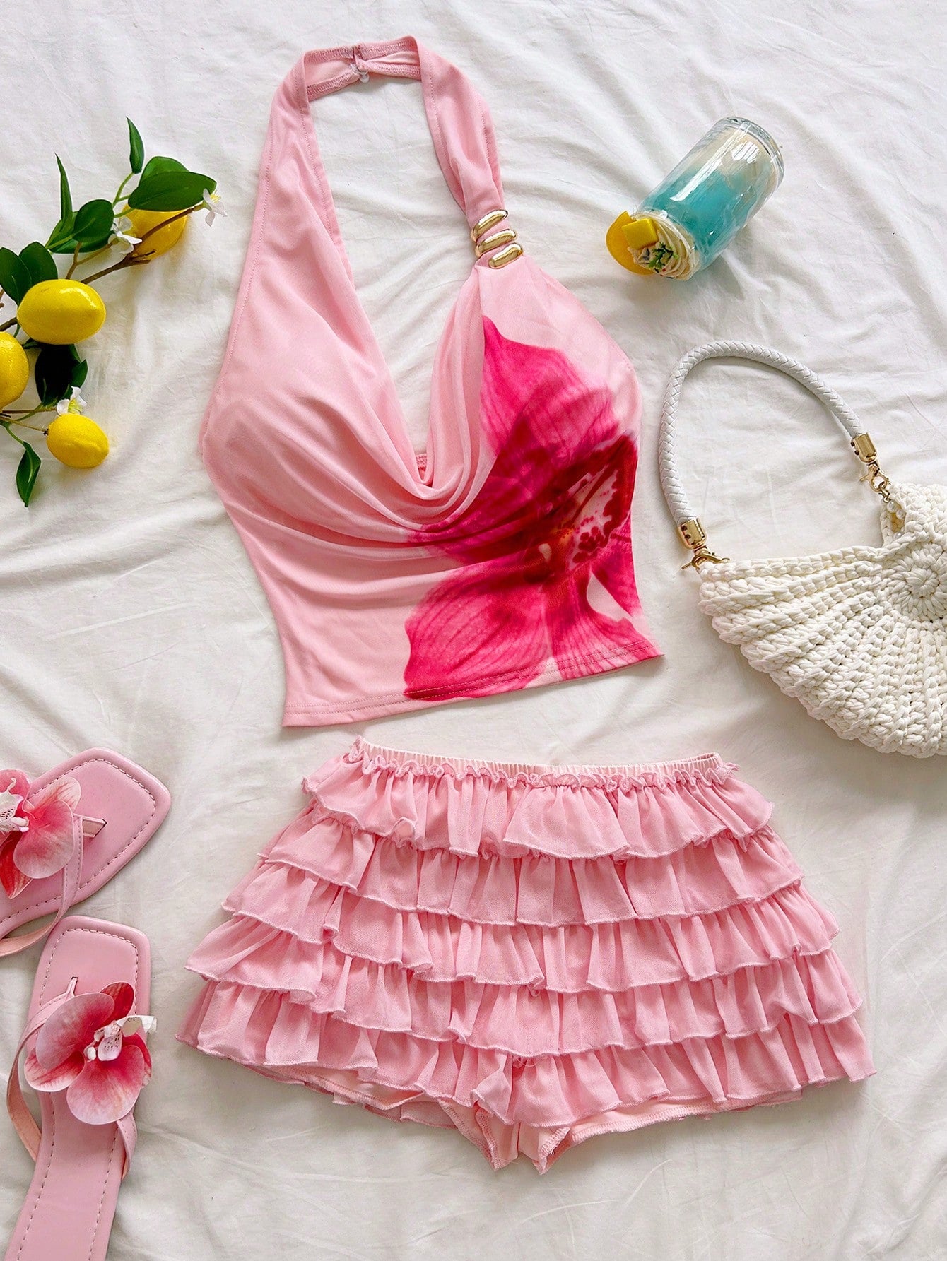 Floral Pink Two Piece