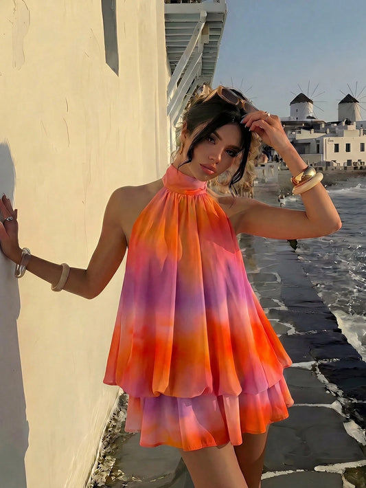 Tie Dye Ruffle Dress