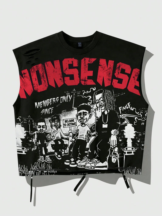 Cropped Nonsense Tee - Black/Red