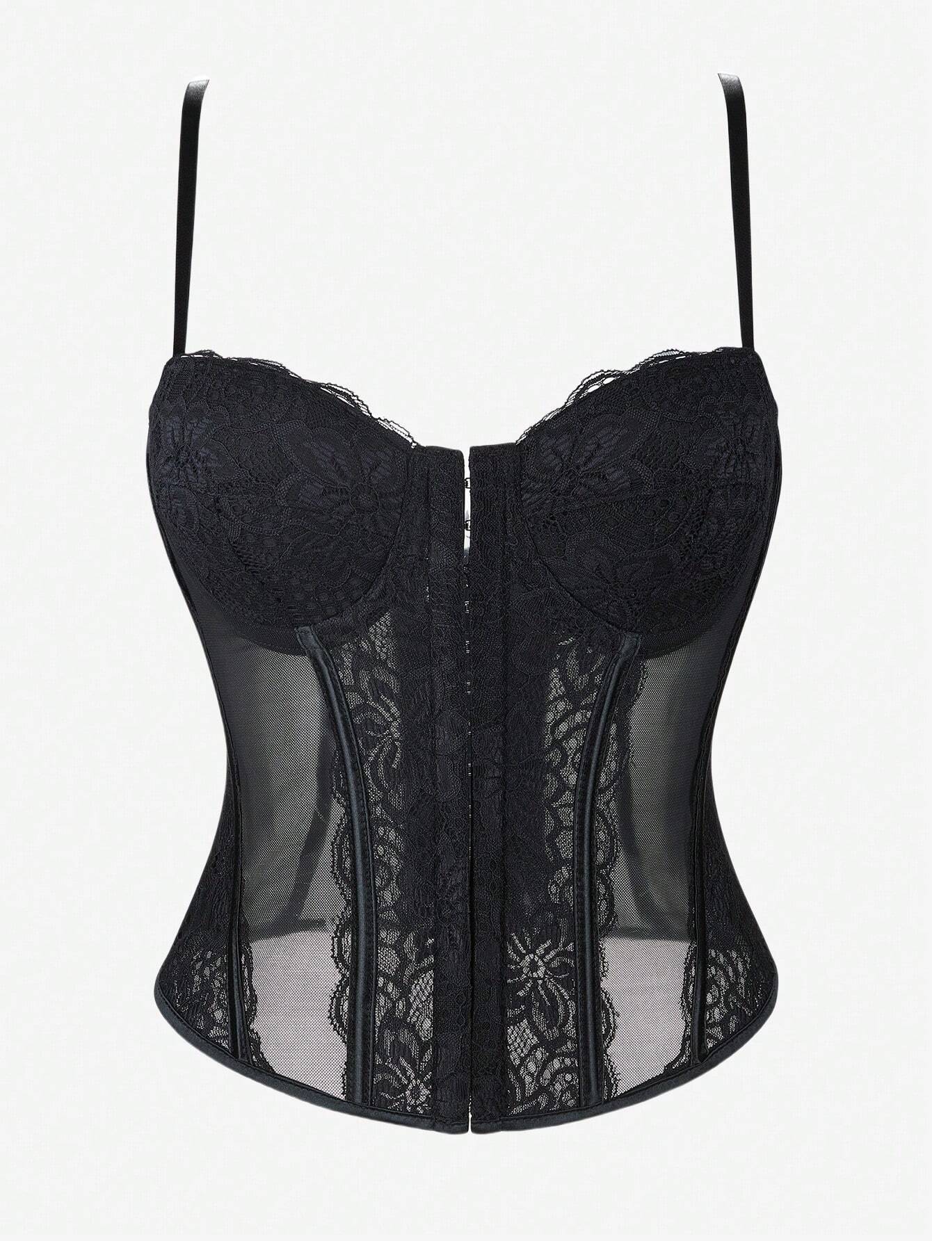 Bustier Top - Black Lace Up