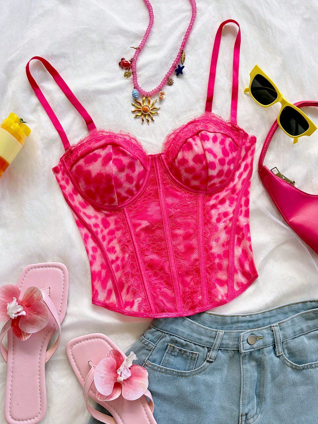 Pink Cheetah Bustier