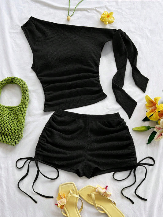 Black Ruched Two Piece