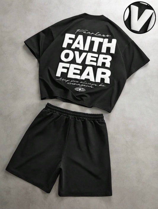 Faith Over Fear White Black Two Piece