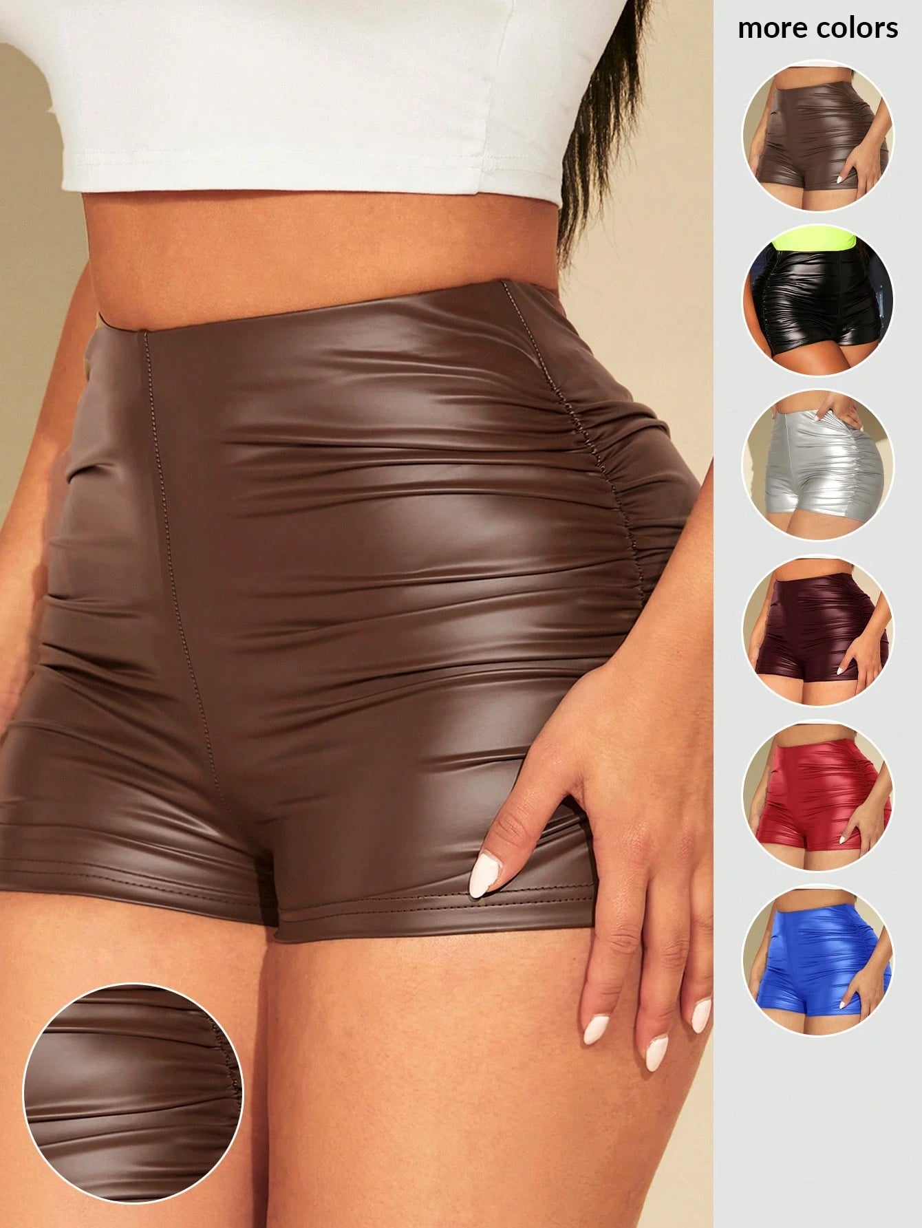Brown Ruched Shorts