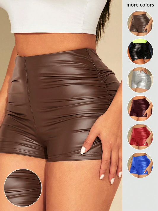 Brown Ruched Shorts