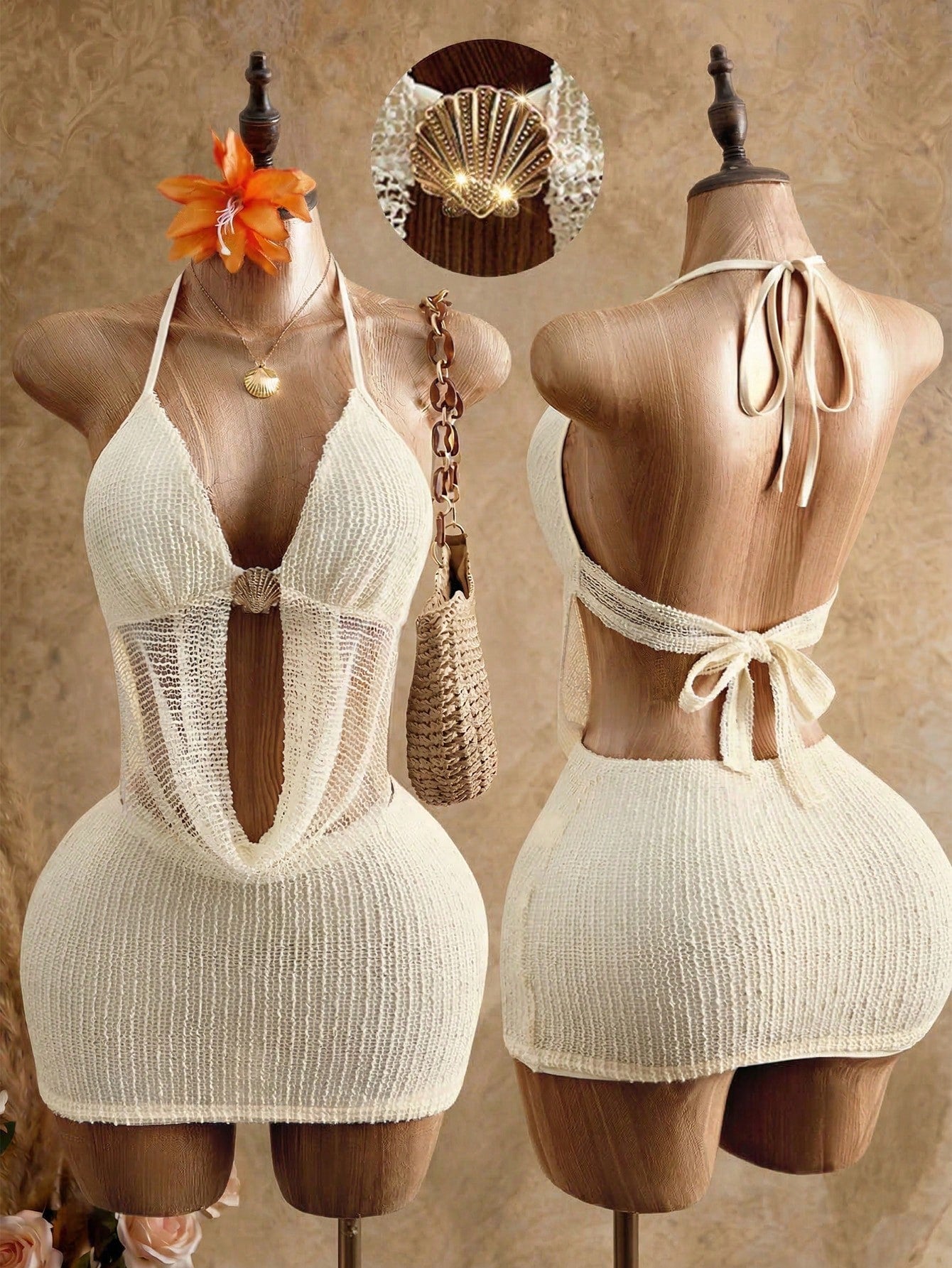 Apricot Cowl Dress