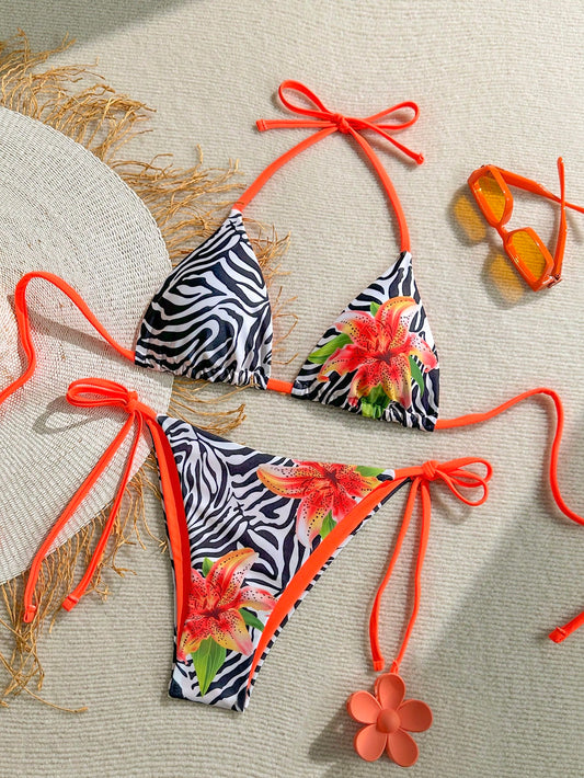 Floral Zebra Swimwear