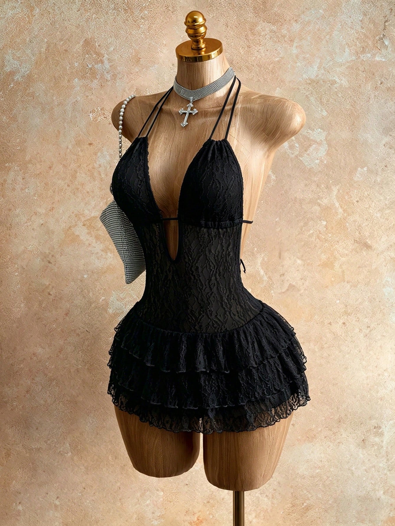 Black Ruffle Romper