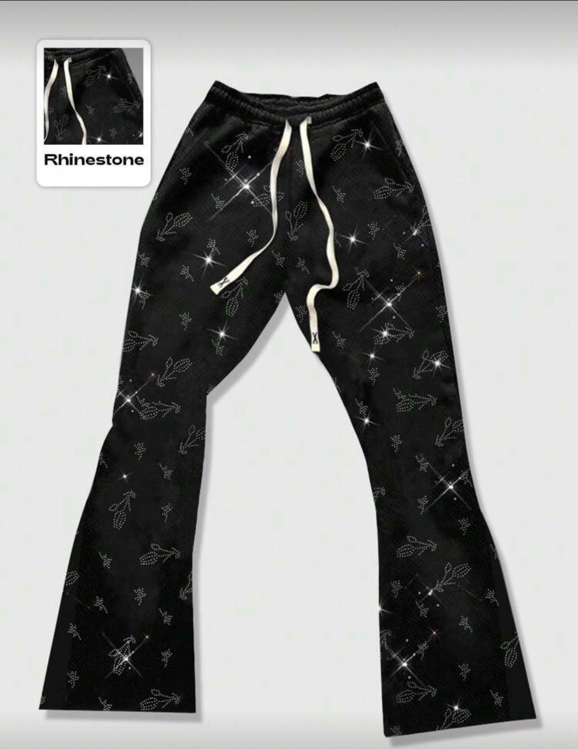 Rhinestones Flare Sweatpants