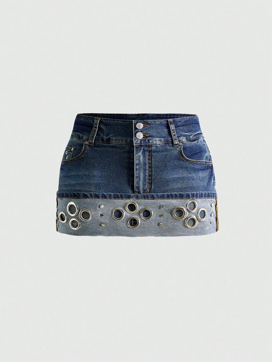 Denim Mini Skirt - Blue