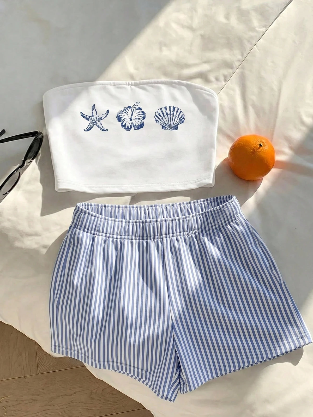 Seashell Tube Top & Shorts Two Piece Set