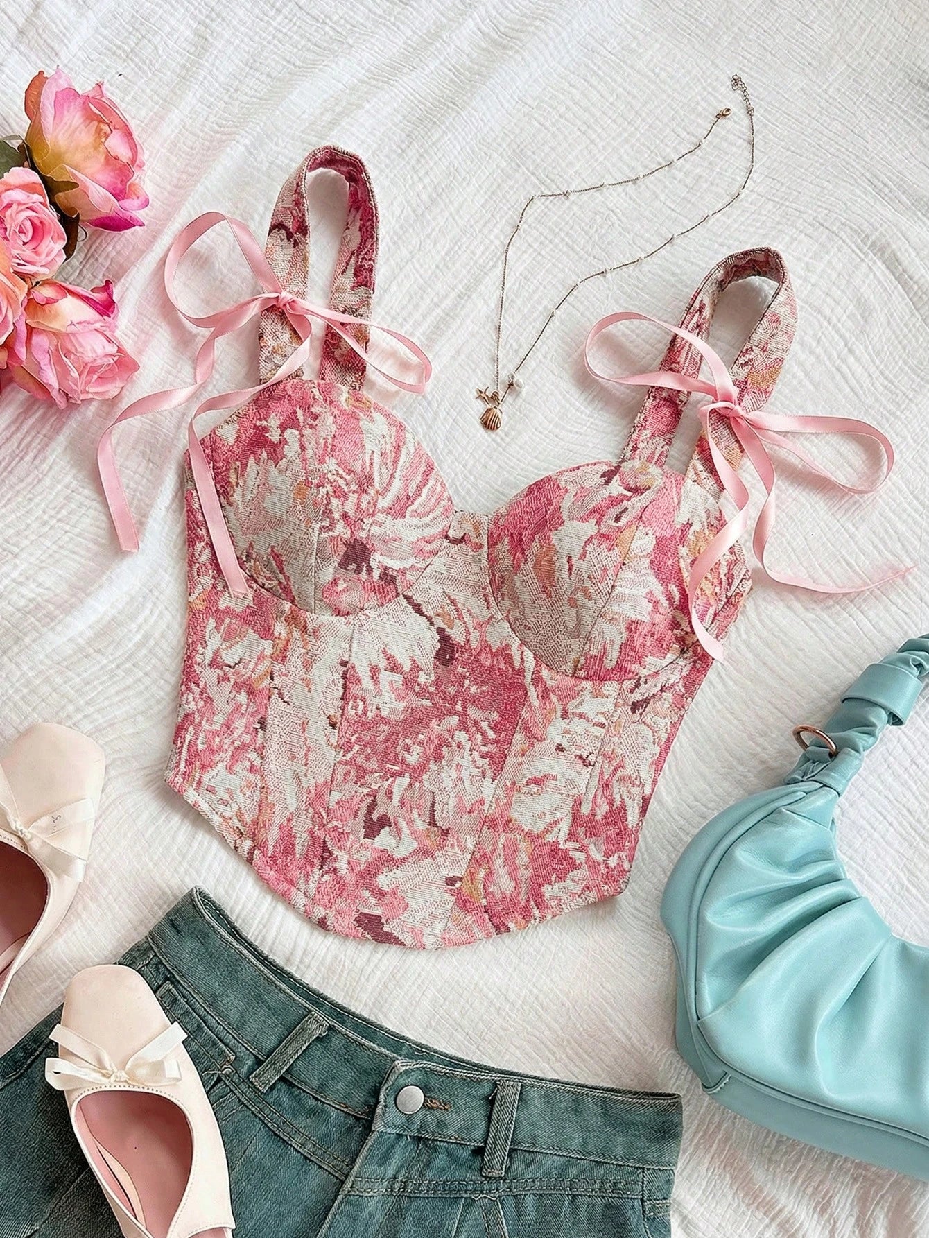 Pink Floral Bustier