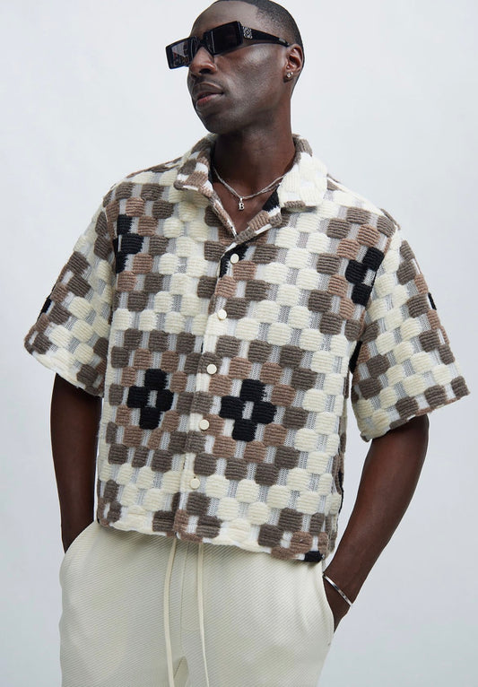 Cream Cropped Button Up Shirt