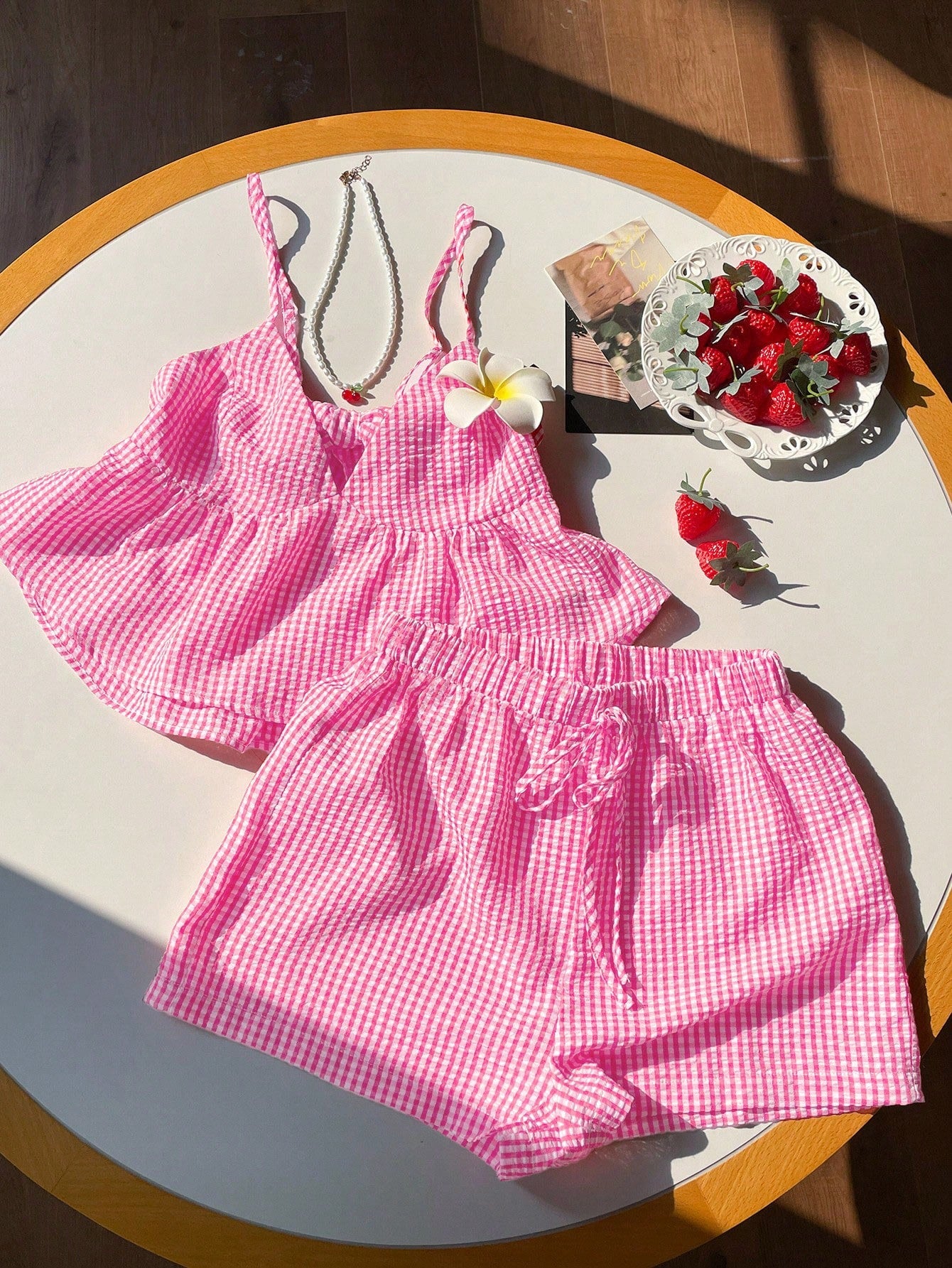 Pink Checkered Two Piece